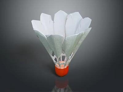 Premium Quality Badminton Shuttlecock With White Feathers And Orange Base Design 3d model