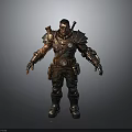 Sci-Fi Warrior In Mechanical Armor With Metallic Components And Detailed Armored Gear