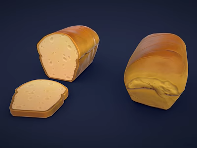 Bread Cartoon Bread Cartoon Food Low Poly Bread Sliced Bread 3d model