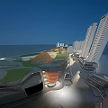 Modern High Rise Residential Building With Waterfront Park And Open Space Design