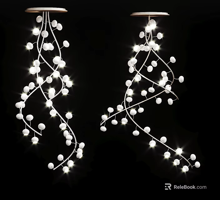 Elegant Branch Inspired Chandelier With White Illuminated Bulbs For Ambient Lighting 3d model