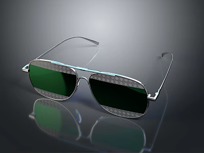 Stylish Modern Sunglasses With Carbon Fiber Frame And Green Tinted Lenses 3d model