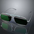 Stylish Modern Sunglasses With Carbon Fiber Frame And Green Tinted Lenses