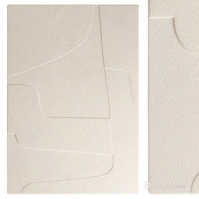 Minimalist Beige Abstract Painting With Soft Geometric Lines And Textured Surface 3d model 