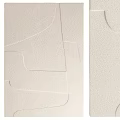 Minimalist Beige Abstract Painting With Soft Geometric Lines And Textured Surface