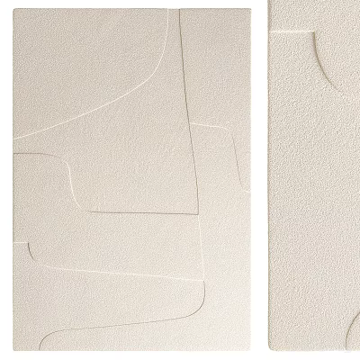 Minimalist Beige Abstract Painting With Soft Geometric Lines And Textured Surface 3d model