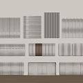 Gray Upholstered Wall Panels With Various Textured Designs Displayed On White Wall 3d model