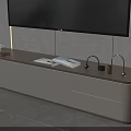 Modern TV Stand With Wooden Top White Cabinets Drawers And Decorative Items