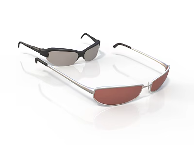 Stylish Modern Sunglasses With Black And Silver Frames And Tinted Lenses For Fashionable Daily Use 3d model