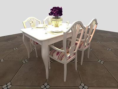 Simple European Dining Table and Chair Combination Furniture 3d model