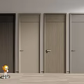 Modern Hinged Doors In Different Colors With Wooden Texture For Interior Design 3d model