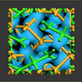 3D Geometric Cube Structure With Blue Green Yellow Interconnected Molecular Strands