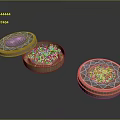 Patterned Decorative Storage Boxes With Red Powder Inside And Textured Base