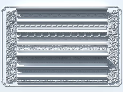 Decorative Gypsum Molding With Ornate Carved Details And Patterns For Interior Design 3d model