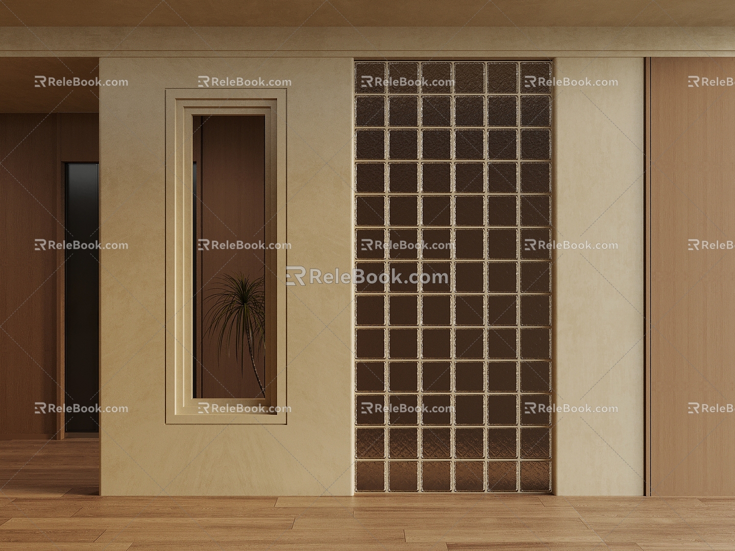 Silent Wind Entrance Partition Wall Glass Brick 3d model