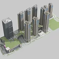 Aerial Urban Planning With Modern High Rise Buildings And Green Spaces