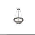 Metallic Two Tier Chandelier With Circular Decorative Plates Suspended By Chains