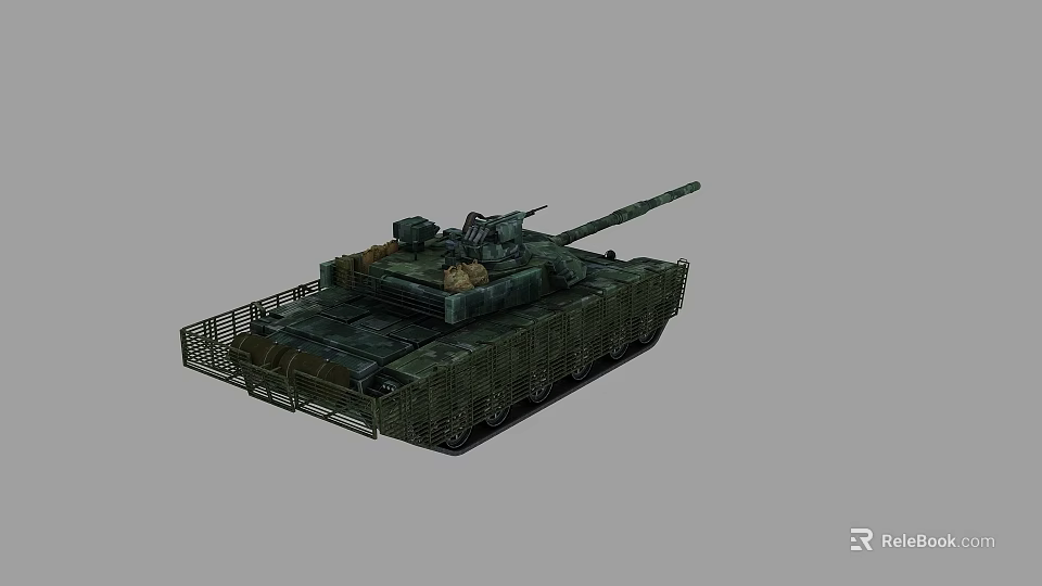 Modern Military Tank Featuring Camouflage Armor Turret Long Barrel Tracks And Cage 3d model 