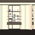 Modern Light Colored Decorative Cabinet With Open Shelves And Ornaments