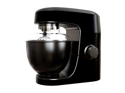 Black Kitchen Stand Mixer With Transparent Lid And Mixing Bowl Design 3d model