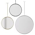 Stylish Round Mirrors With Gold Black Silver Frames For Interior Decoration 3d model