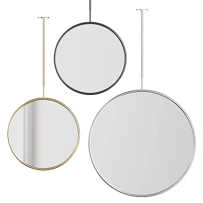 Stylish Round Mirrors With Gold Black Silver Frames For Interior Decoration 3d model