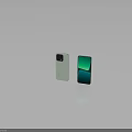 Light Green Smartphones With Back Camera Module And Front Green Blue Screen 3d model