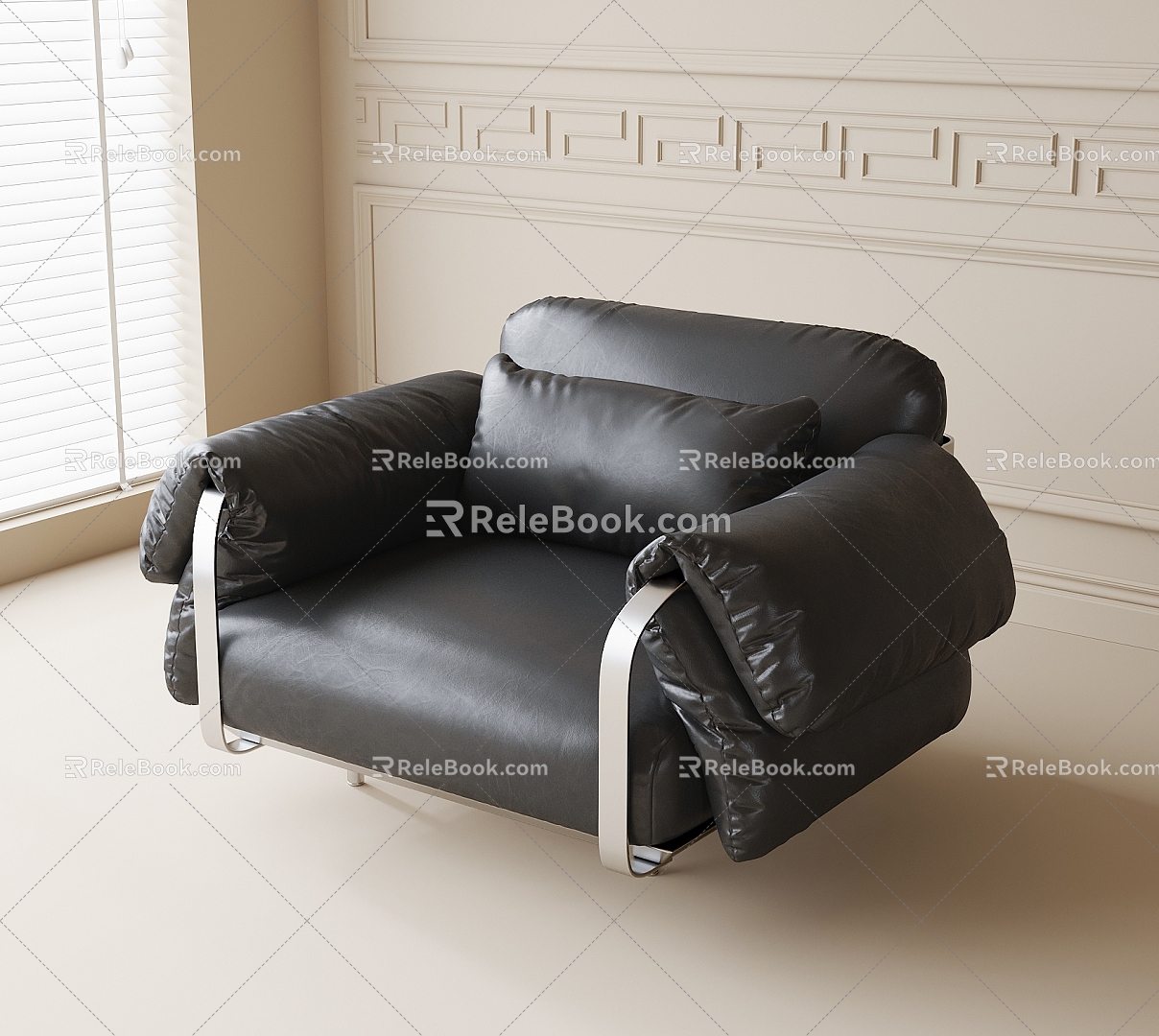 Leather Lounge Chair Single Sofa 3d model