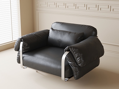 Leather Lounge Chair Single Sofa 3d model