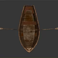 Vintage Wooden Boat With Oar And Interior Seats On Dark Background