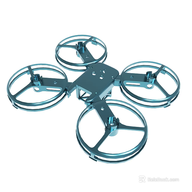 Quadcopter Drone With Four Rotor Protective Frames And Metal Structure 3d model