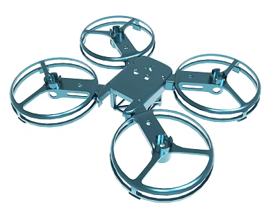 Quadcopter Drone With Four Rotor Protective Frames And Metal Structure 3d model