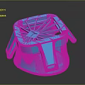 Blue Square Weapon With Grid Structure Handle And Cone Base Design Feature
