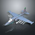 Gray Military Aircraft Model With Red Star Emblems And Multiple Missiles On Wings Detailed Design