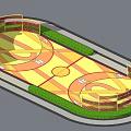 Colorful Basketball Court Design With Yellow Green Flooring And Surrounding Green Border