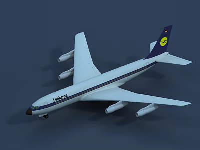 Lufthansa Four Engine Passenger Airplane With White Body And Tail Logo 3d model