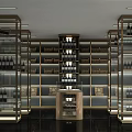Modern Wine Cellar Interior With Long Layout Glass Wine Racks Metal Frames And Lighting