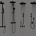 Modern Shower Systems with Multiple Components and Adjustable Spray Patterns for Bathroom Design 3d model
