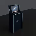 Black Display Stand With Top Screen Showing Image And Front LOGO 3d model