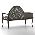 Stylish Leisure Chair With Wooden Frame Patterned Fabric Seat Armrests And Delicate Legs