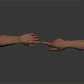 Human Hands With Fingers Pointing Towards Each Other On Gray Background With Reflection 3d model