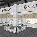 Spacious Museum Exhibition Hall With Glass Display Cases And Ancient Artifacts
