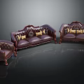 Elegant Dark Brown Sofa Set With Three Seater Two Seater Single Armchair And Golden Cushions