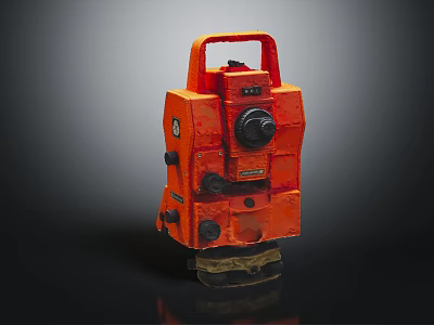 Orange Surveying Instrument with Handle Lens Control Panel and Sturdy Build 3d model