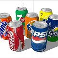 Assorted Carbonated Soft Drink Cans With Popular Brands Like Coca Cola Pepsi Fanta Sprite 7up