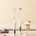 Handheld Electric Mixers in Light Green Cream Yellow with Coffee Drink Donuts for Froth Making
