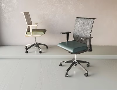 Modern Ergonomic Office Chairs with Mesh Back Armrests and Caster Wheels in Light Dark Tones 3d model