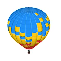 Fun Blue And Yellow Square Pattern Hot Air Balloon Amusement Equipment With Red Bottom Basket