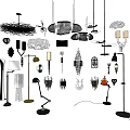 Modern lighting combination various chandelier wall lamp floor lamp 3d model