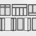 New Chinese-style window combination broken bridge aluminum alloy window casement window folding window floor-to-ceiling window sliding window 3d model